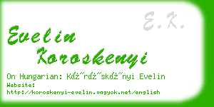 evelin koroskenyi business card